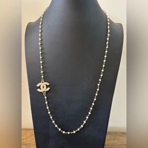 Repurposed. Chanel button tag necklace